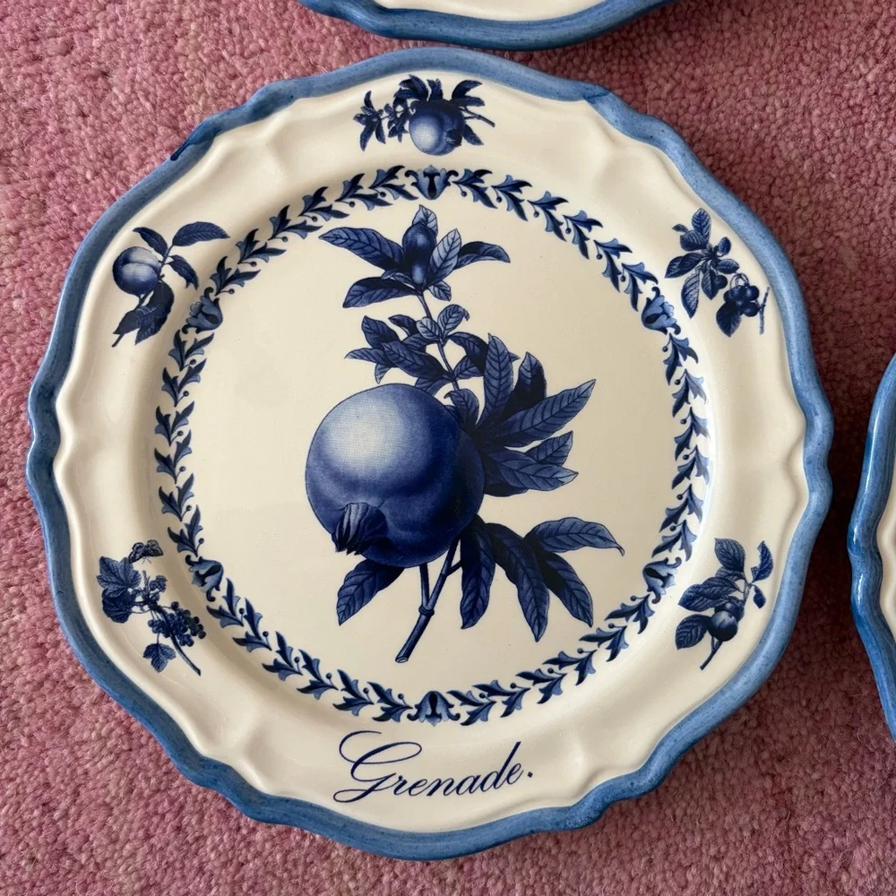 Italian Ceramics Company Blue Original Fruits Wall Plates Made in Italy